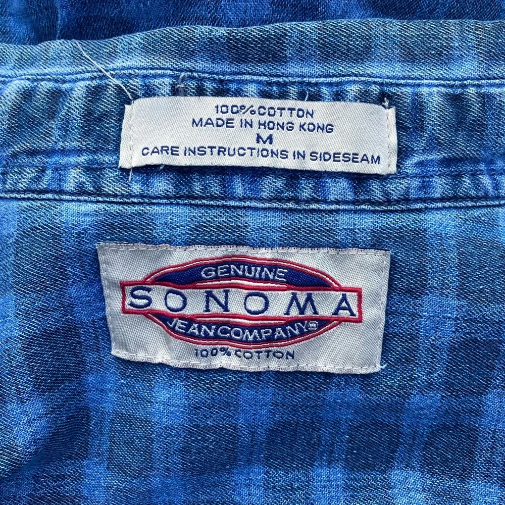 Plaid Denim 90s Button-Up Vintage Sonoma - Picture 7 of 8